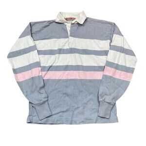 VTG Thornton Bay Soccer Rugby Long Sleeve Stripe Polo Shirt Men's XL Old Money
